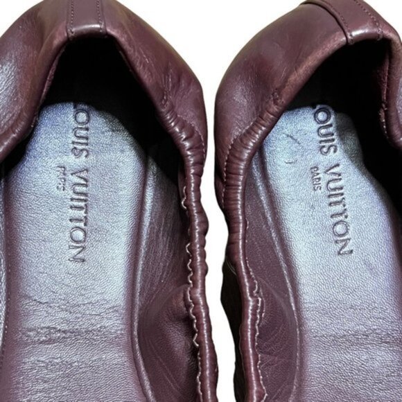 Louis Vuitton Python Elba Flats Burgundy Leather Ballet Shoes - Picture 9 of 11
